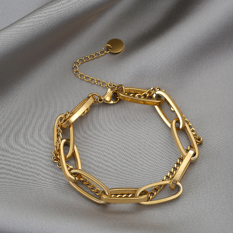 Thick Chain Double-layer Bracelet For Women