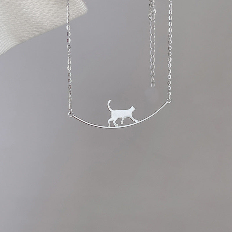 Cute Climbing Cat Pendant Necklace For Women