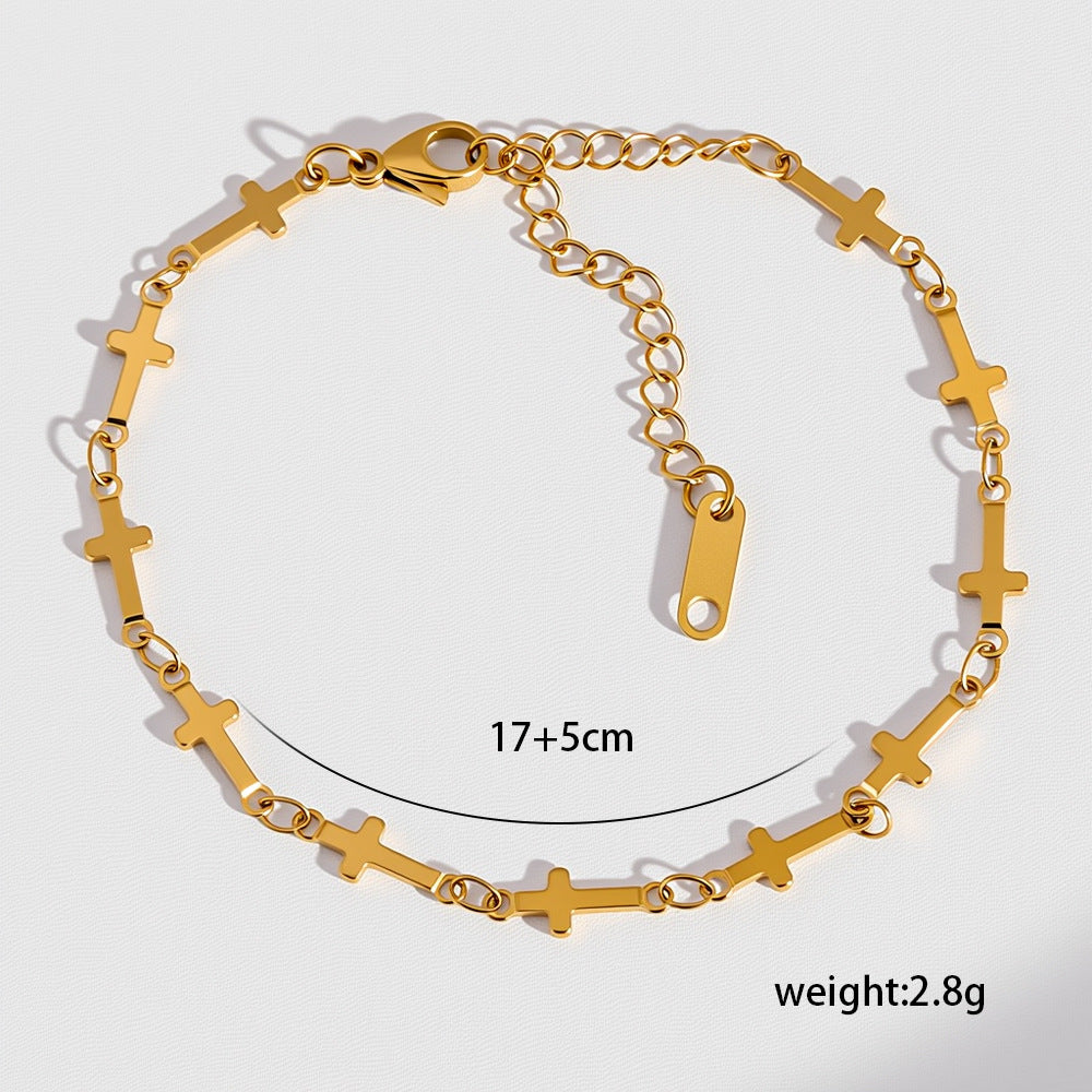 Minimalist Titanium Steel Niche All-Match 18K Gold-Plated Bracelet For Women