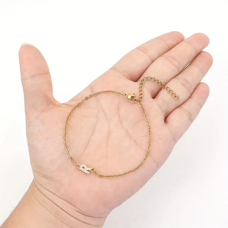 Minimalist Stainless Steel Bracelet With Real Gold Lettering Inside The Cuff