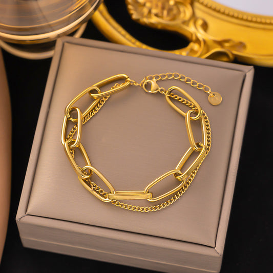 Thick Chain Double-layer Bracelet For Women