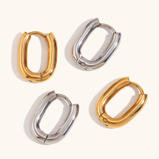 Stainless Steel 18K Gold-Plated Mini O-Ring Earrings