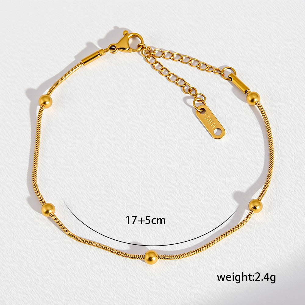 Minimalist Titanium Steel Niche All-Match 18K Gold-Plated Bracelet For Women