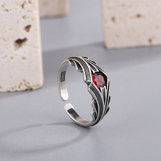 Women's Vintage Inlaid Open Ring