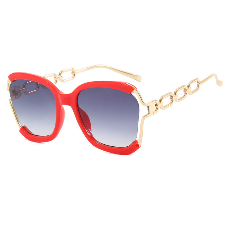 Big Square Rim Chain Sunglasses For Women Fashionable Sunglasses