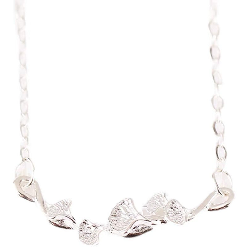 Versatile Sterling Silver Ginkgo Leaf Necklace For Women