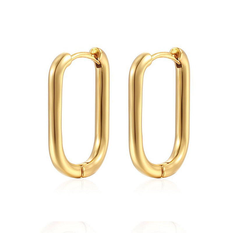 Square Titanium Steel 18k Gold-Plated Quadrilateral Minimalist Stud Earrings