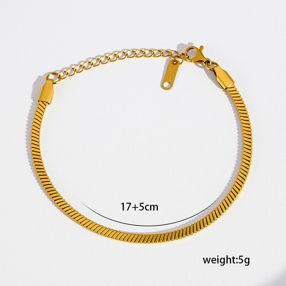 Minimalist Titanium Steel Niche All-Match 18K Gold-Plated Bracelet For Women