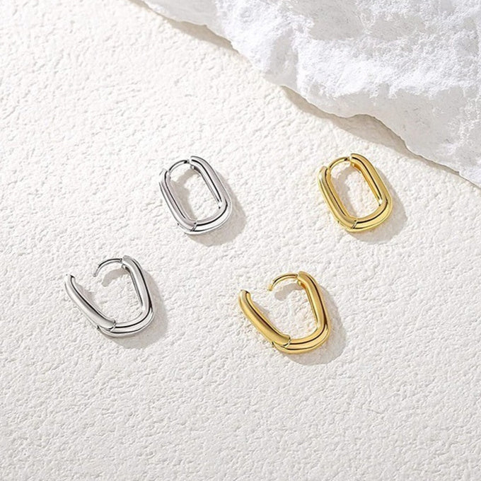 Square Titanium Steel 18k Gold-Plated Quadrilateral Minimalist Stud Earrings