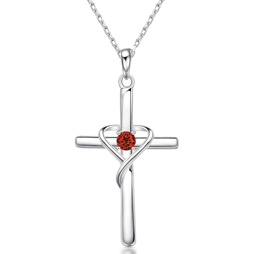 Easter Heart-Shaped Cross Diamond-Encrusted Pendant Necklace For Women