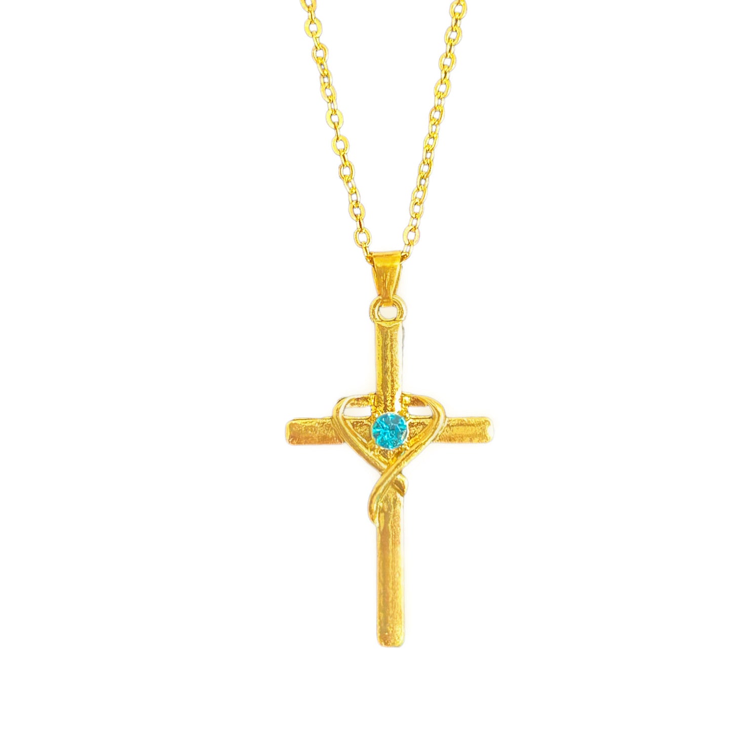 Easter Heart-Shaped Cross Diamond-Encrusted Pendant Necklace For Women