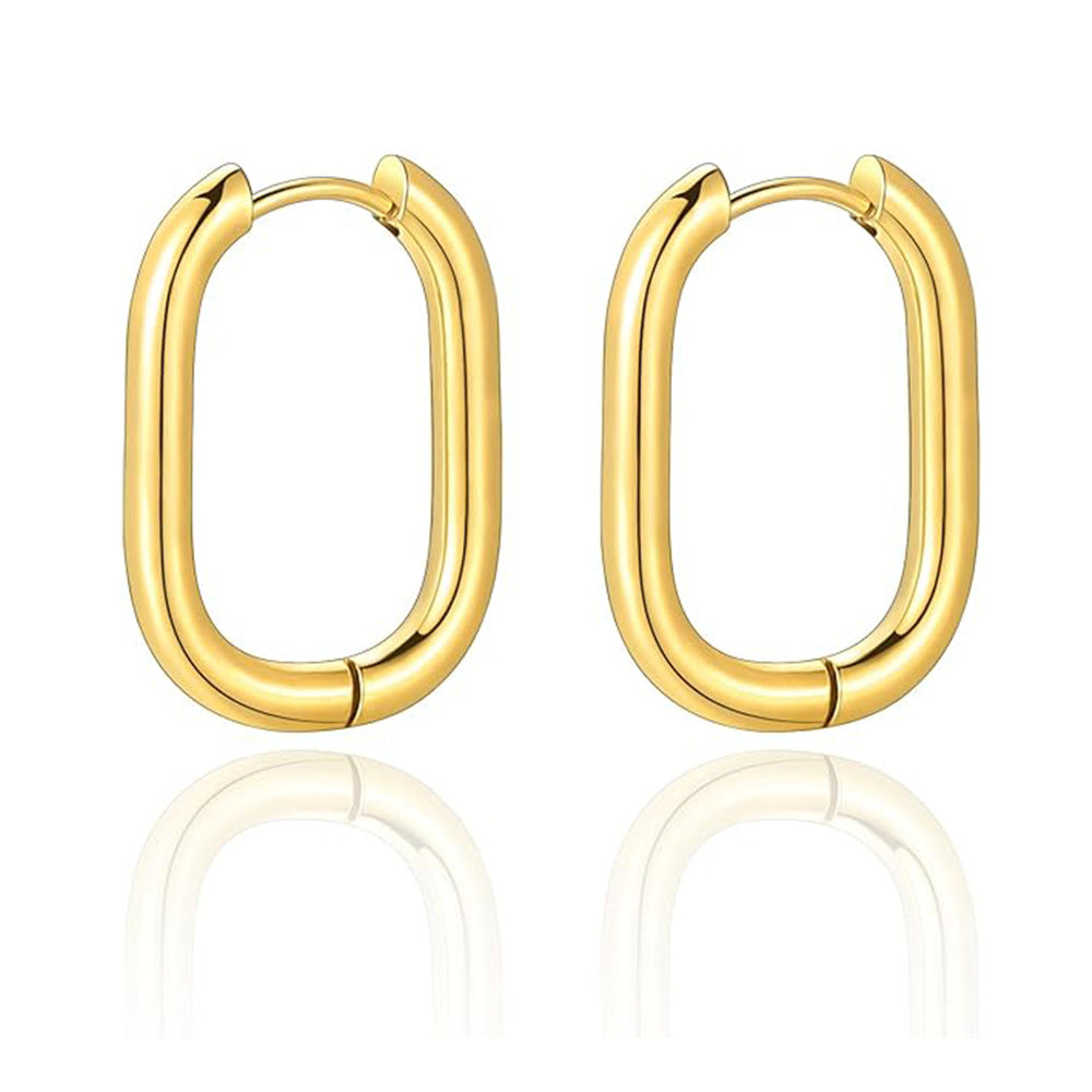 Square Titanium Steel 18k Gold-Plated Quadrilateral Minimalist Stud Earrings