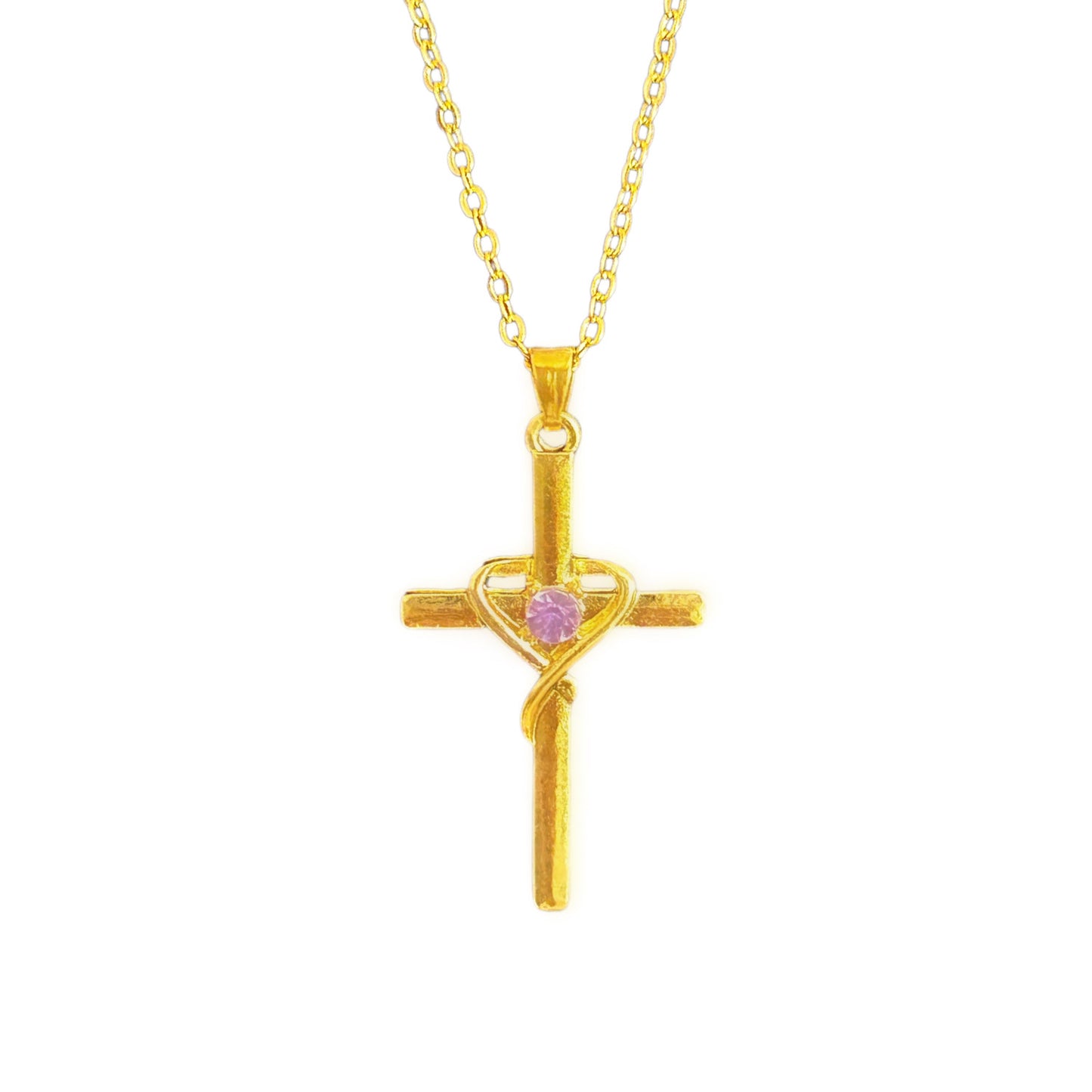 Easter Heart-Shaped Cross Diamond-Encrusted Pendant Necklace For Women